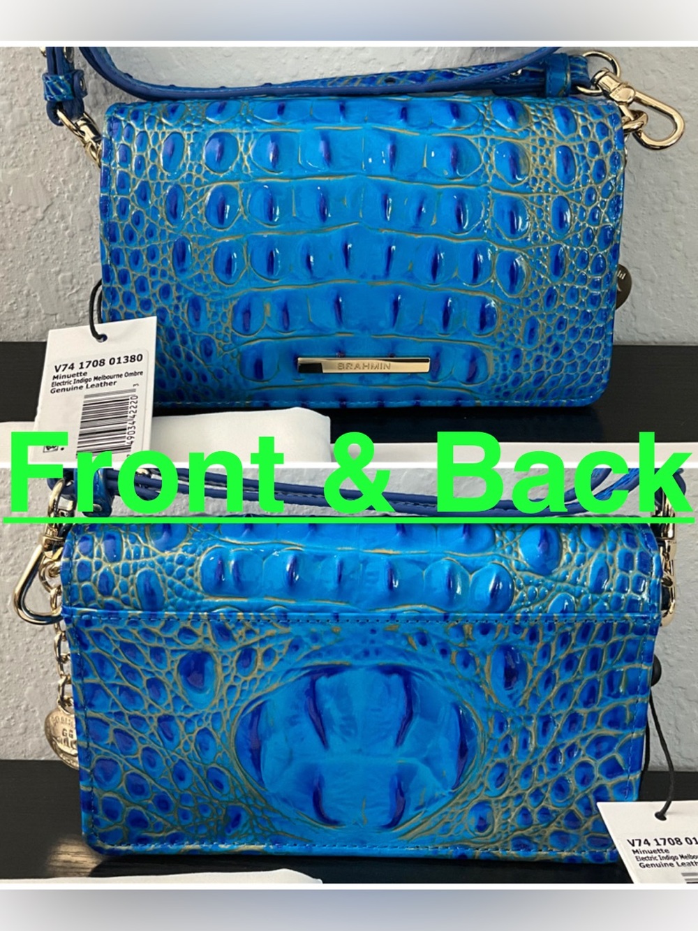 Brahmin Minuette ELECTRIC INDIGO MELBOURNE OMBRÉ PURSE/WALLET Combination